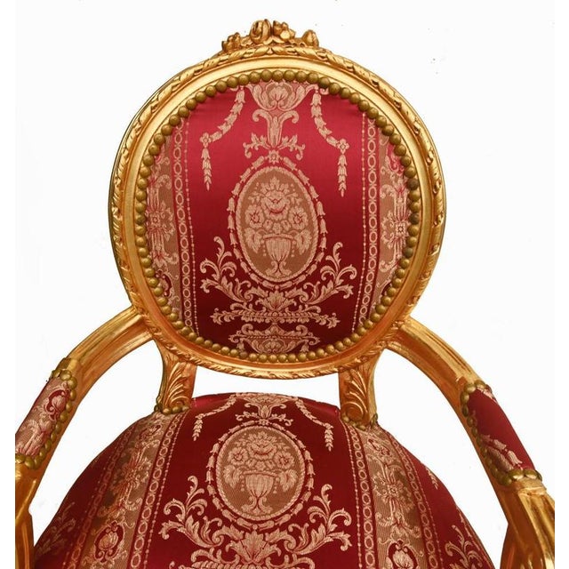 French Louis XVI Gilt Revival Armchairs, Set of 2 For Sale - Image 3 of 4