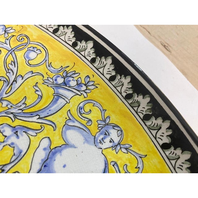 Large 20th Century Ceramic Dish in Yellow and Blue from C.Lombardo, Italy, 1960s For Sale - Image 6 of 14