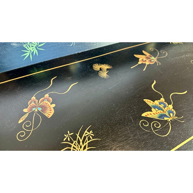 Red Vintage Chinese Painting Floor Cabinet For Sale - Image 8 of 9