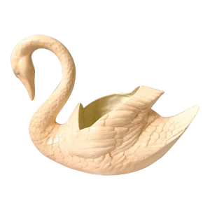 Large Vintage Peach Colored Ceramic Swan Planter