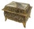 Vintage Japanese Chokin Jewelry Box, Peacock Trinket Box, Gilded Metal Keepsake Box, Made in Japan, Gold Tone Vanity Decor For Sale
