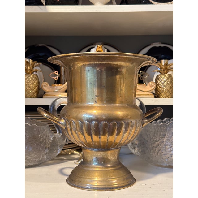 Vintage Neoclassical Brass Finish Urn Shape Champagne Chiller For Sale In Seattle - Image 6 of 16