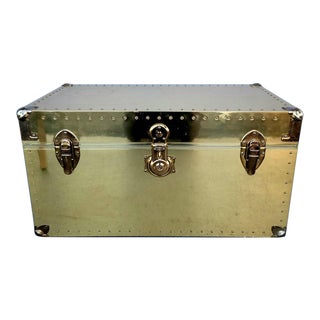 Vintage Brass Storage Trunk For Sale