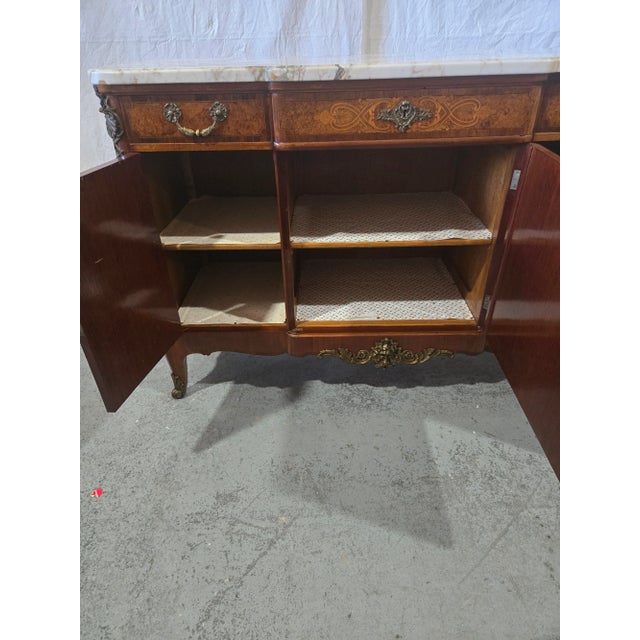 Wood Louis 16th Style Sideboard With White Marble and Mirror For Sale - Image 7 of 16