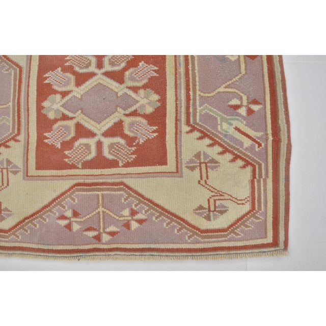 1950s Small Decorative Wool Carpet For Sale - Image 10 of 10