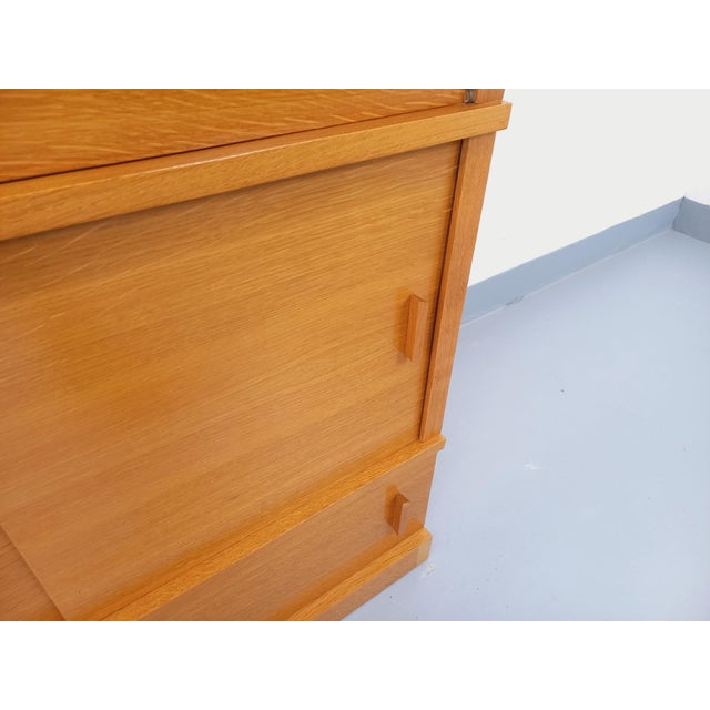 1960s Vintage Oak Bookshelf with Secretary, 1960s For Sale - Image 5 of 17