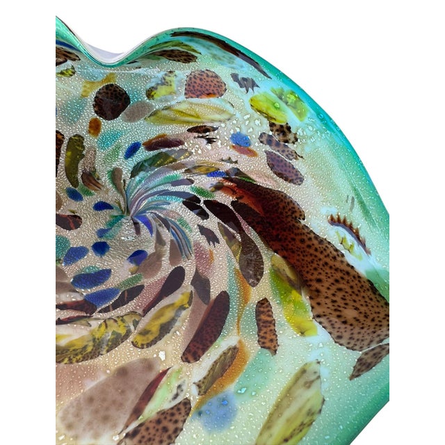 Murano Vintage Sommerso Murano Glass Dish – Turquoise Freeform Bowl, Tutti Frutti Confetti, End of Day For Sale - Image 4 of 5
