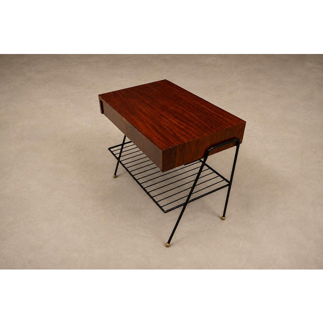 Brown Attributed to Carlo Hauner Rosewood, Glass and Steel Side Table, Brazilian Modern, 1950s For Sale - Image 8 of 18