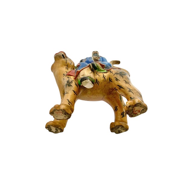 Late 20th Century Immortal on Tiger Figurine Vintage Porcelain on Wood Base China Folk Art Decor For Sale - Image 10 of 10