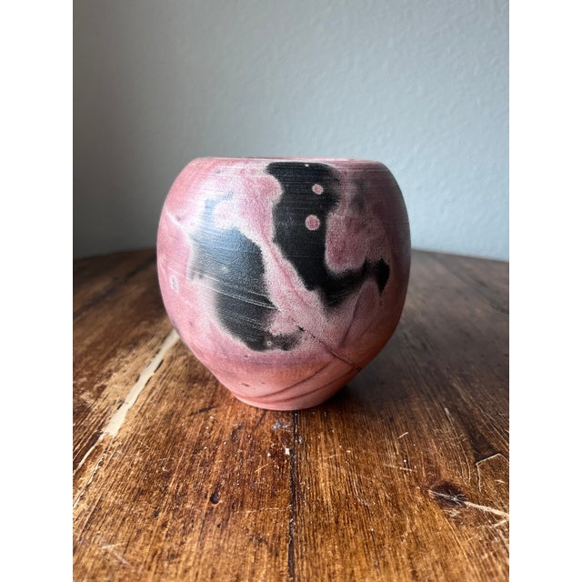 Contemporary Saggar-Fired Studio Pottery Vase Signed Cf For Sale - Image 3 of 10