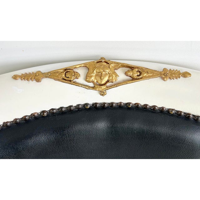 1850s French Empire Armchairs, Fine Gilt Bronze Mounts, Painted and Upholstered For Sale - Image 13 of 18