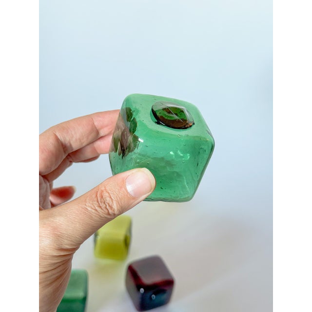 1950s Small Cube Shaped Japanese Glass Fishing Floats, Set of 7 For Sale In Dallas - Image 6 of 8