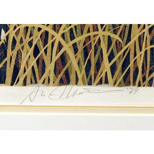 Impressionist Gordon Mortensen "Autumn Sunset" Signed Woodcut Reduction Art Submit Best Offer! For Sale - Image 3 of 5