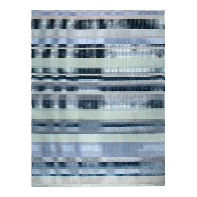 6x9 Jade Sophisticated Multicolor Mauve Striped Handmade Wool Carpet Rug For Sale