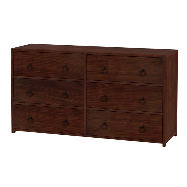 Brown Lark 60 in. W Rectangular Wood 6 Drawer Dresser, Walnut For Sale - Image 8 of 8