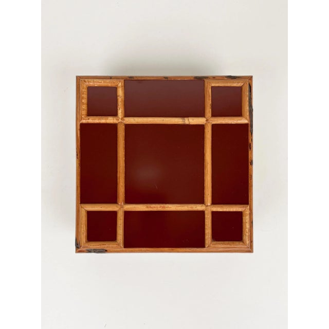 Bamboo & Wood Squared Box by Tommaso Barbi, Italy, 1960s For Sale - Image 3 of 18