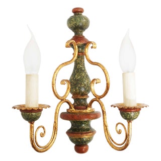 Florentine Hollywood Regency 2-Light Wall Lamp, Italy, 1970s For Sale