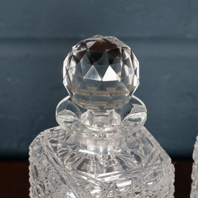 Antique Victorian Hobnail Cut Crystal Decanters in Original Case, 1880, Set of 3 For Sale - Image 12 of 18