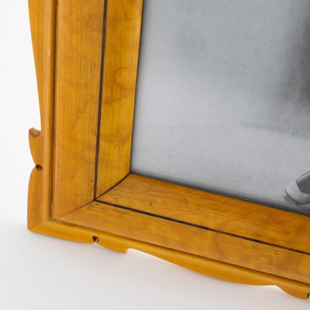 Varnished Carved Sycamore Wood Picture Frame, Circa 1940 For Sale - Image 9 of 9