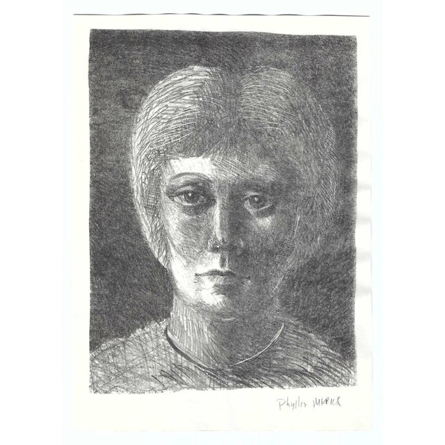 Portrait litho from the estate of the artist Phyllis Myrick, signed lower right. Possibly a self portrait.