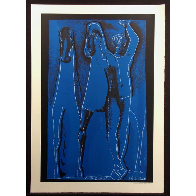 Blue 1991 "Composition in Blue" Commemorative Limited Edition Lithograph After Marino Marini For Sale - Image 8 of 8