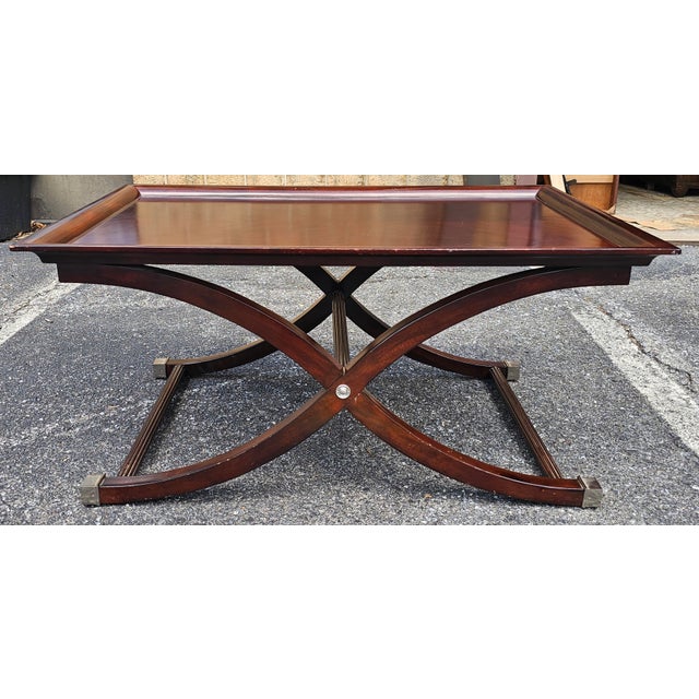 Wood Contemporary English Antique Style Stained Fruit Tray Top Coffee Table For Sale - Image 7 of 10
