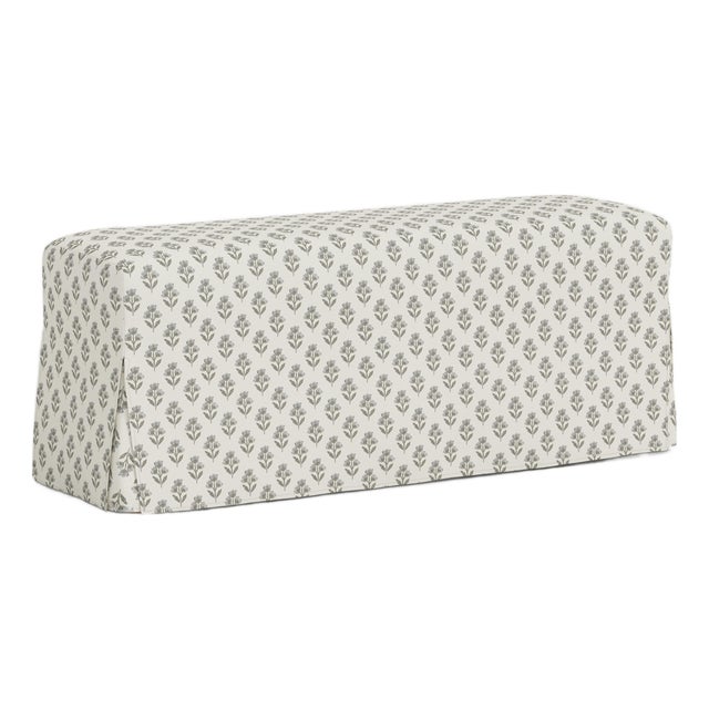 Stoffer Home x Cloth & Company Lindy Slipcover Dining Bench in Francie Floral Flint For Sale