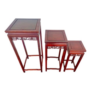 Vintage Handcarved Chinese Pedestal /Plant Stands -3 For Sale