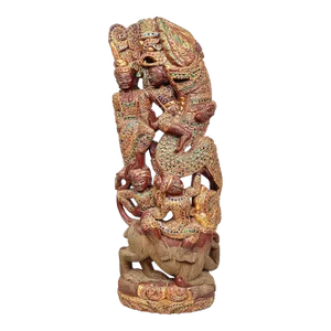 Vintage Hand Carved Wooden Tibetan Totem