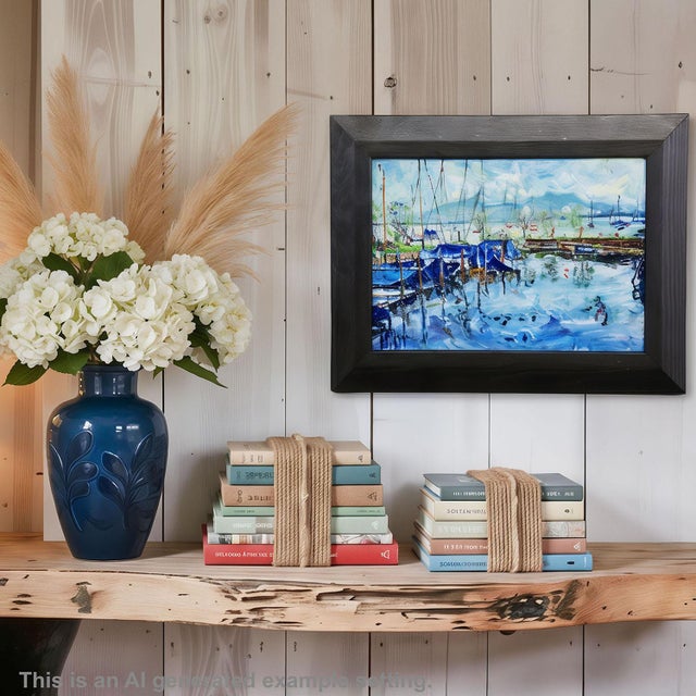 Oil Painting by Alexander Michael - Boat Harbor, Fraueninsel, 1994 The painting 'Boat Harbor, Fraueninsel' from 1994...