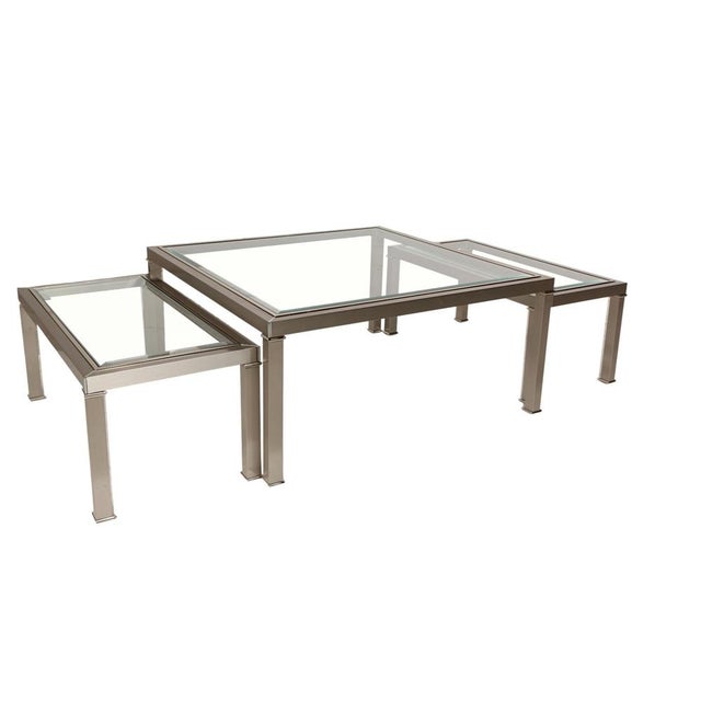 Modern Glass Coffee Nesting Tables from Sovet Italia, Set of 3 For Sale - Image 3 of 14