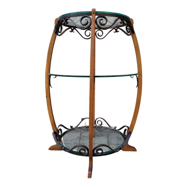 Mid-Century Side Table in Wood, Wrought Iron and Glass, France, 1950s For Sale