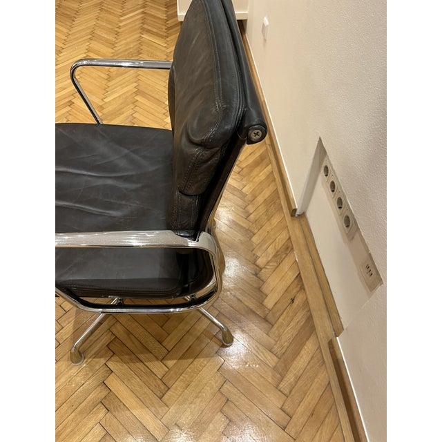 Vintage Soft Pad Chair in Dark Brown Leather by Charles and Ray Eames for Vitra, 1980s For Sale - Image 12 of 16
