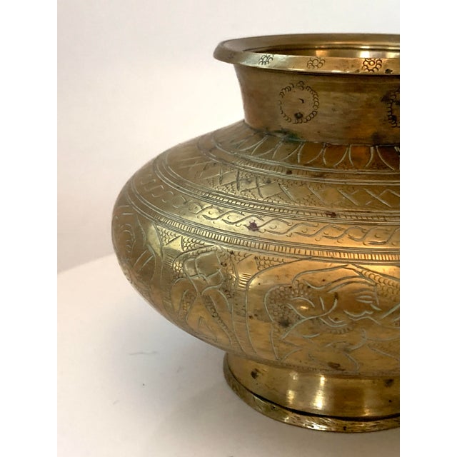 Vintage Traditional Lota Etched Brass Pot Water Vase Indian Chairish