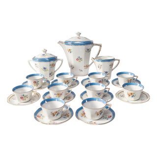 Porcelain Coffee Service for 10 from Gaucher Blin, Vierzon, France, 1920s-1930s, Set of 23 For Sale