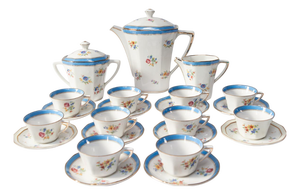 Porcelain Coffee Service for 10 from Gaucher Blin, Vierzon, France, 1920s-1930s, Set of 23