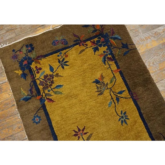1920s Gold Floral Vase Floral Antique Chinese Art Deco Rug 3' X 5' 10'' Knottted Wool Carpet For Sale - Image 11 of 12