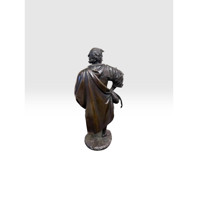 Bronze Antique 25” Signed 19th Century French Bronze Sculpture the Landsknecht Cavalier by Albert-Ernest Carrier Belleuse For Sale - Image 8 of 12