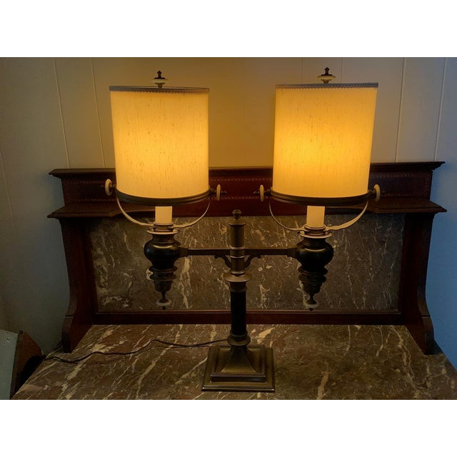 Antique Chapman Manufacturing Company Mid Century Modern Two light desk or table lamp. Review the photos, all parts...