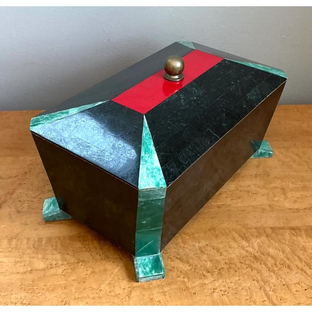 Vintage Art Deco Stone Inlay Box For Sale - Image 4 of 12