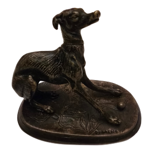 Antique Dog Bronze Sculpture P J Mene Recumbent Motion