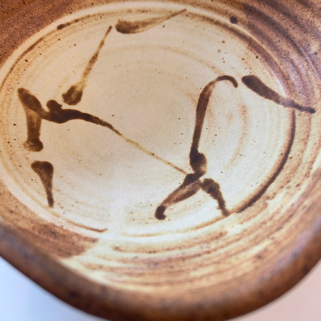 Ceramic Vintage Handcrafted Studio Pottery Serving Bowls in Warm Brown Glaze, Signed Skul, Set of 7 For Sale - Image 7 of 15