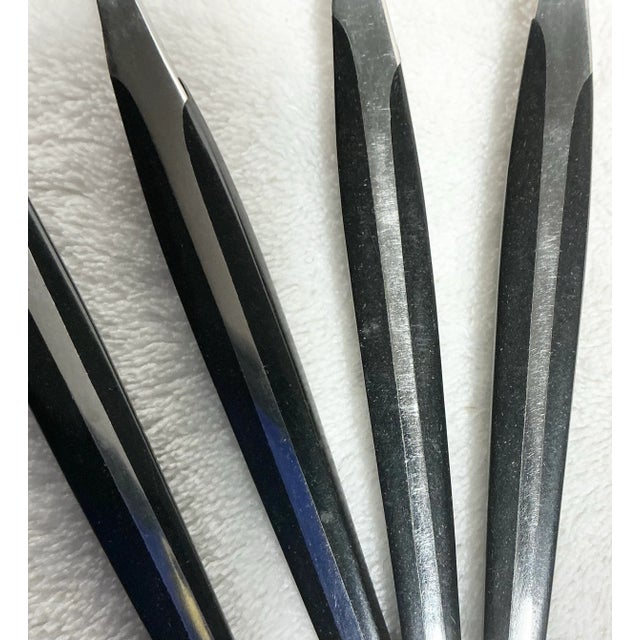 Vintage Eldan Ebosi Stainless Steel Flatware 20 Piece Set Black Handle Danish Modern, Circa 60’s For Sale - Image 11 of 12