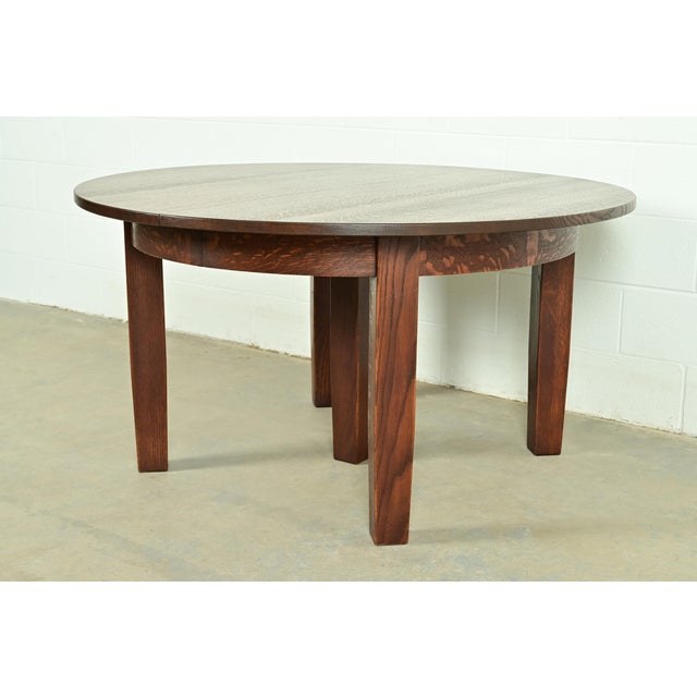 Stickley Stickley Antique Mission Oak Arts & Crafts Extension Dining Table, Newly Refinished For Sale - Image 4 of 14