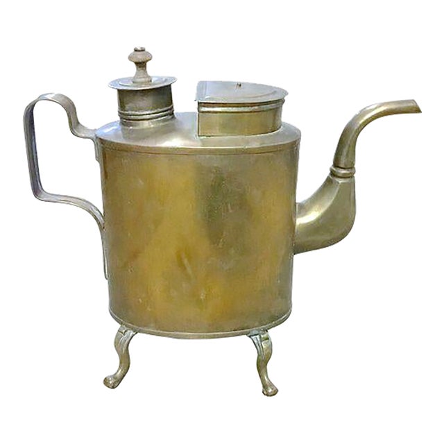 Antique Brass Double Lid Kettle For Sale