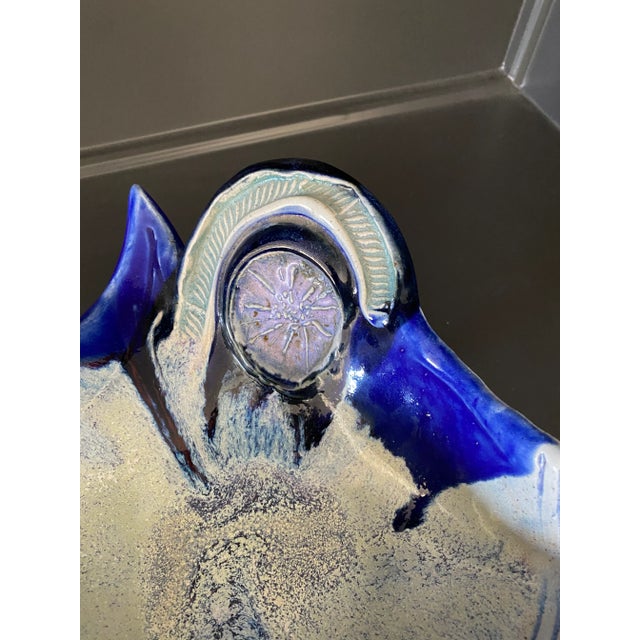 Vintage 1990s PostModern Signed Studio Pottery Art Vessel on Legs For Sale - Image 4 of 12