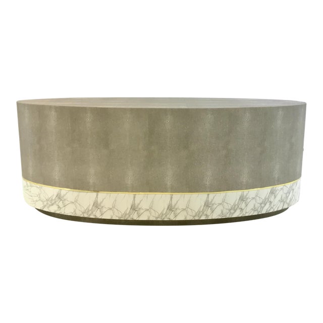 Made Goods Modern Gray Faux Shagreen Oval Emerson Coffee Table Chairish