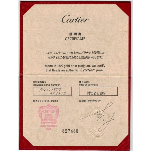 Metal Cartier 18k White Gold Wide Wedding Band Ring With Diamond Size 5 For Sale - Image 7 of 7