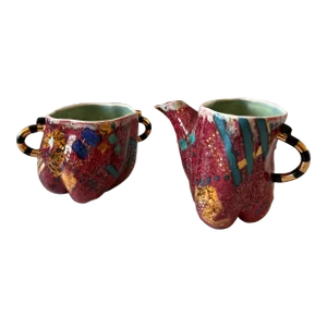 1990s Memphis Design Style Creamer and Sugar Bowl Set- 2 Pieces