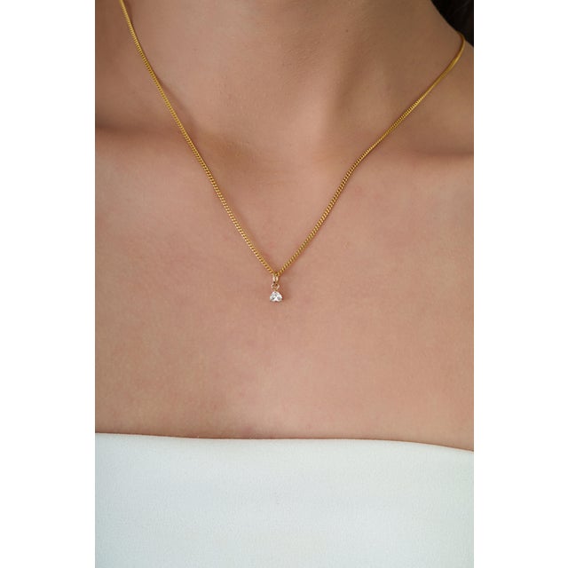 Charm Heart Shaped Diamond Solitaire Pendant in 14k Yellow Gold For Sale - Image 9 of 15